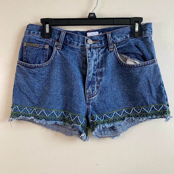 Beaded Calvin Klein Denim Shorts - Picture 1 of 4